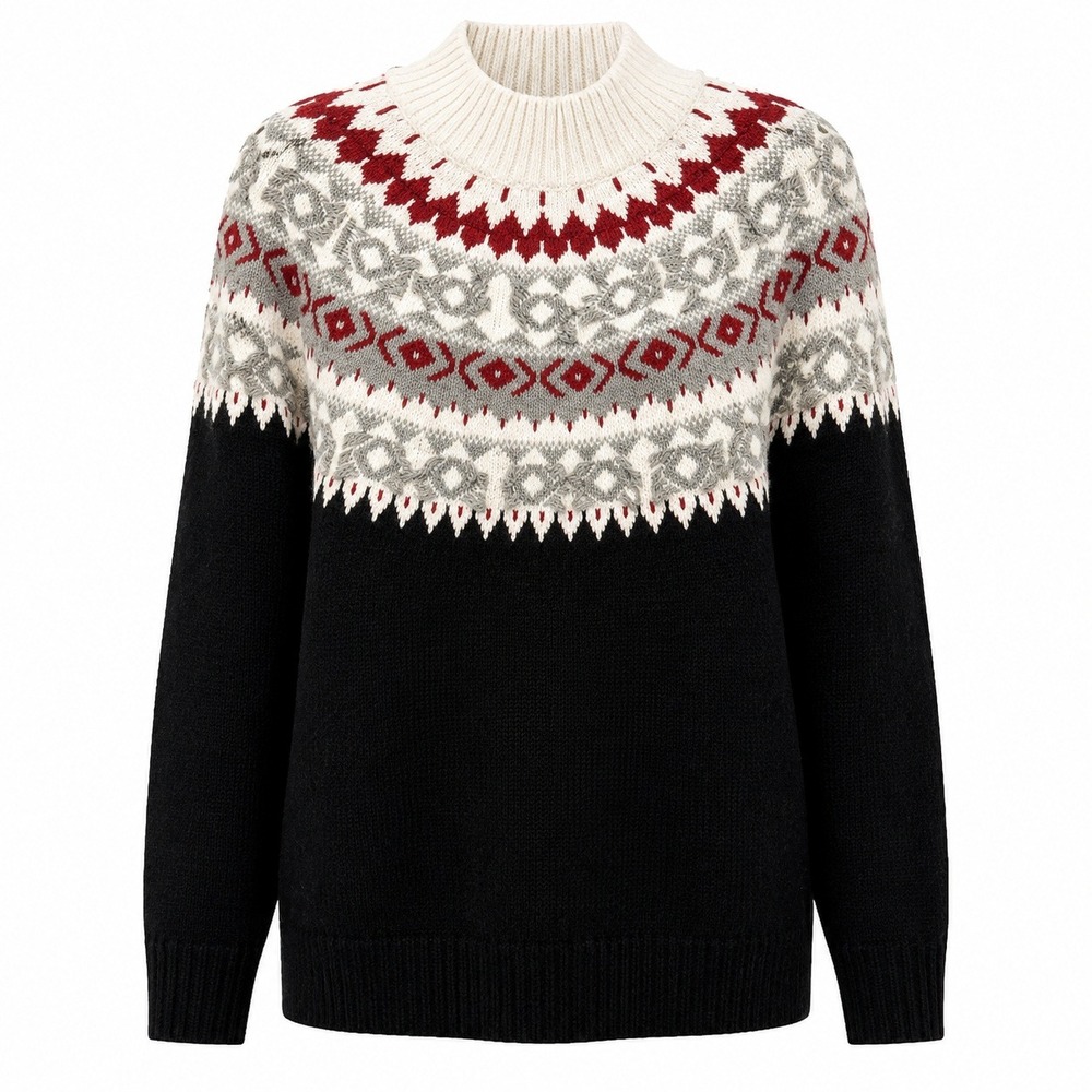 J.Jill Cabin Core Fair Isle Sweater Womens Size M Petite Nordic Gorpcore Cozy
